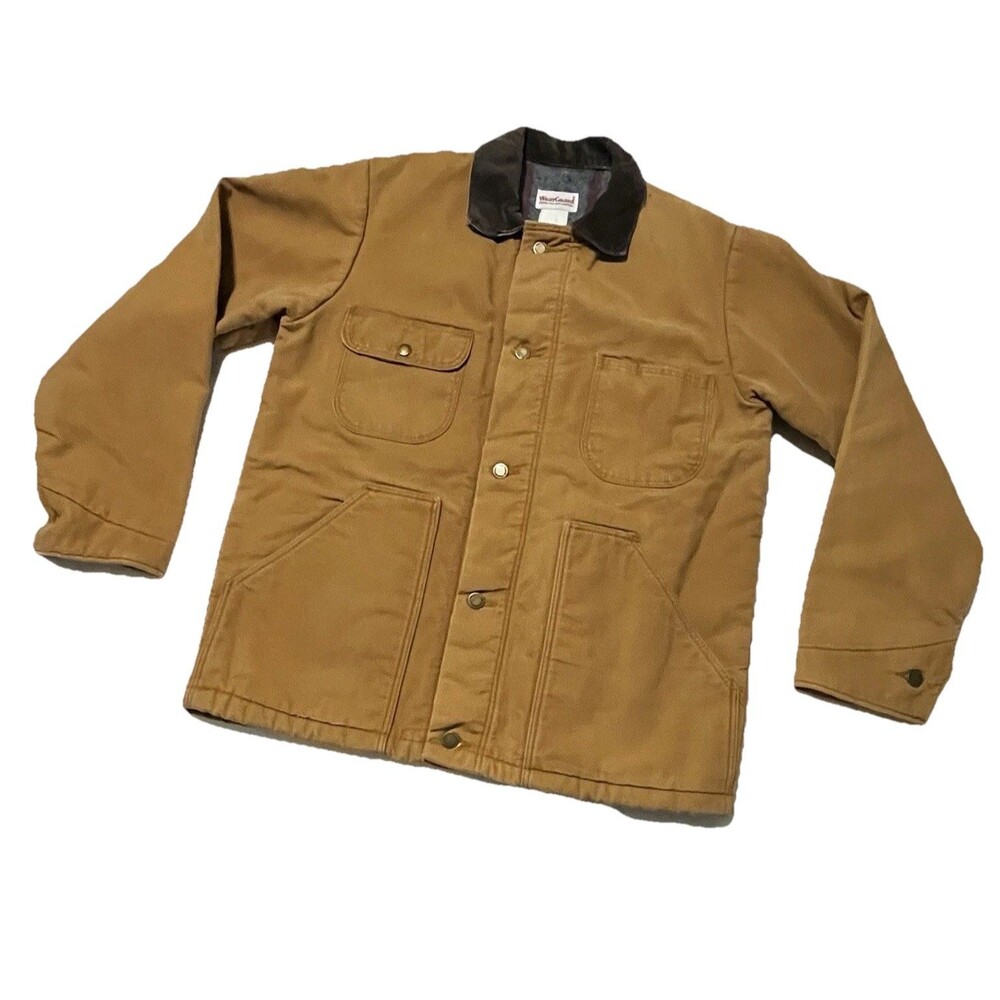 WearGuard Vintage Blanket-Lined Chore Jacket Barn Coat Brown Corduroy Collar